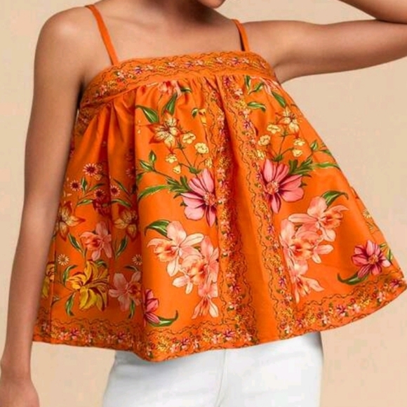 Amazon Tops - Floral Orange Women's  Crop Top